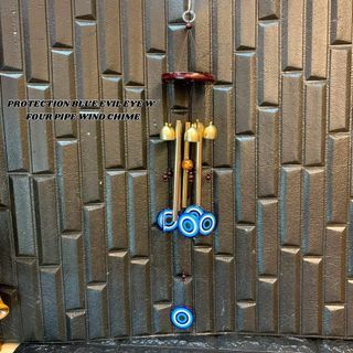 Protection blue evil eye with 4 pipe wind-chime