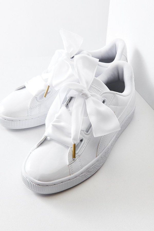 White puma trainers with ribbon cheap