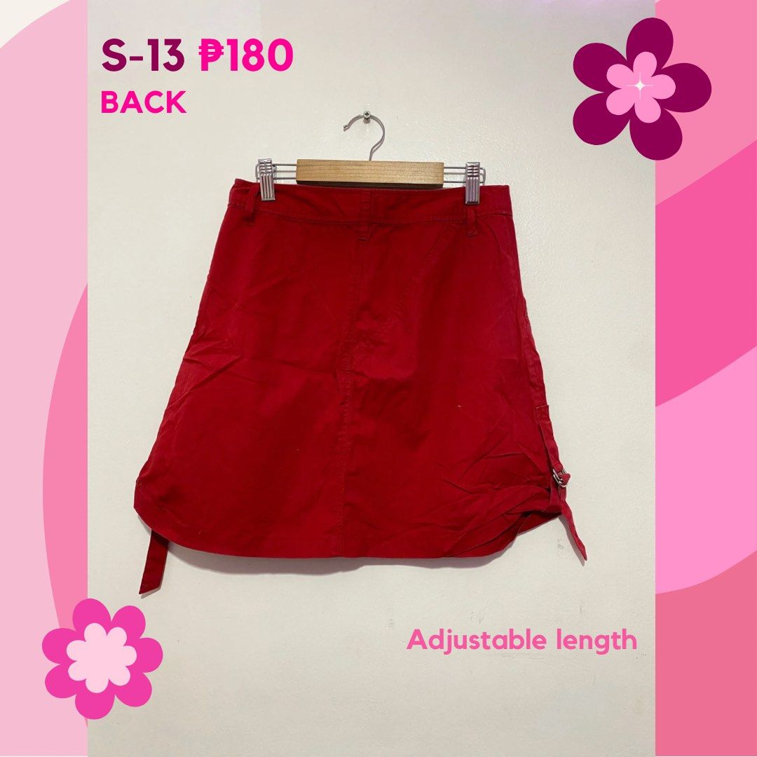 Red Adjustable Skirt (Category: Skirts) located in Quezon City. Submitted by cluelessclutter (Listing ID 1251994619, Image 2). Description: Red adjustable skirt ✨ Perfect for Korean-inspired, Y2K or preppy OOTDs! 💖 1. Please manage your expectations. These are PERSONAL preloved items (not from bales) so there might be MINIMAL signs of usage and/or stains. ✨ 2. Actual item color may be affected by the lighting and photo quality. 📸 3. You may req