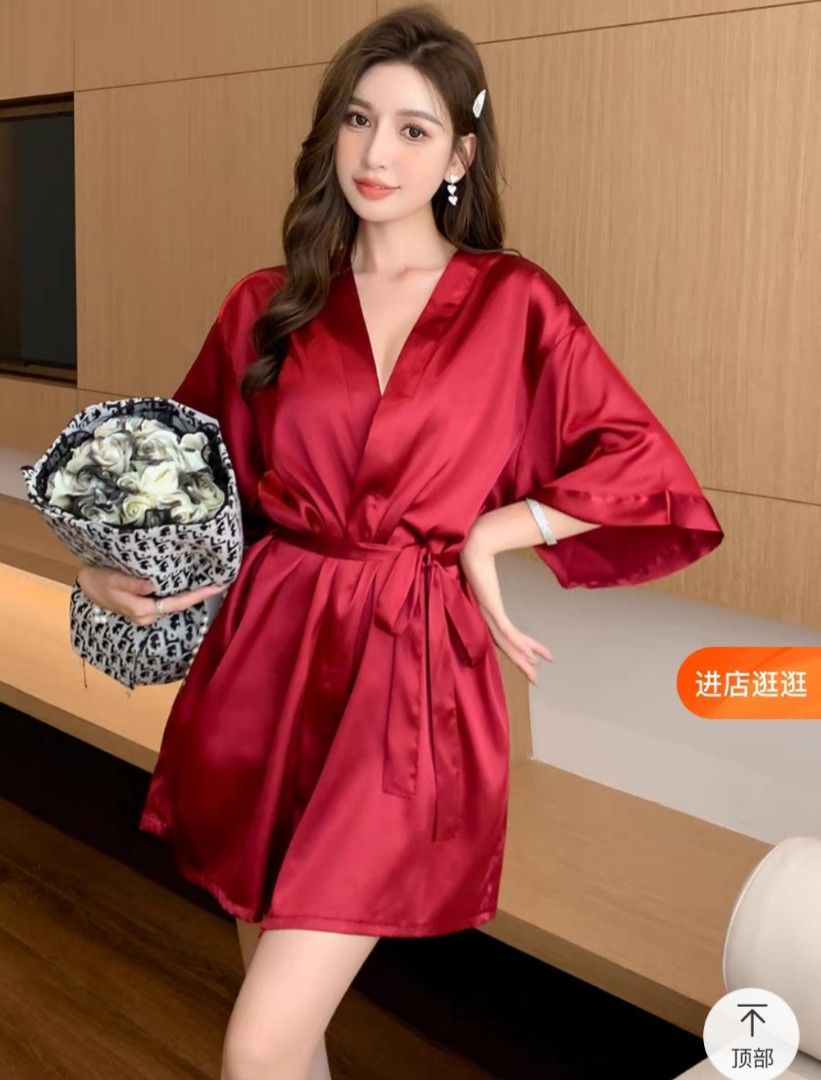 Red silk robe cheap near me