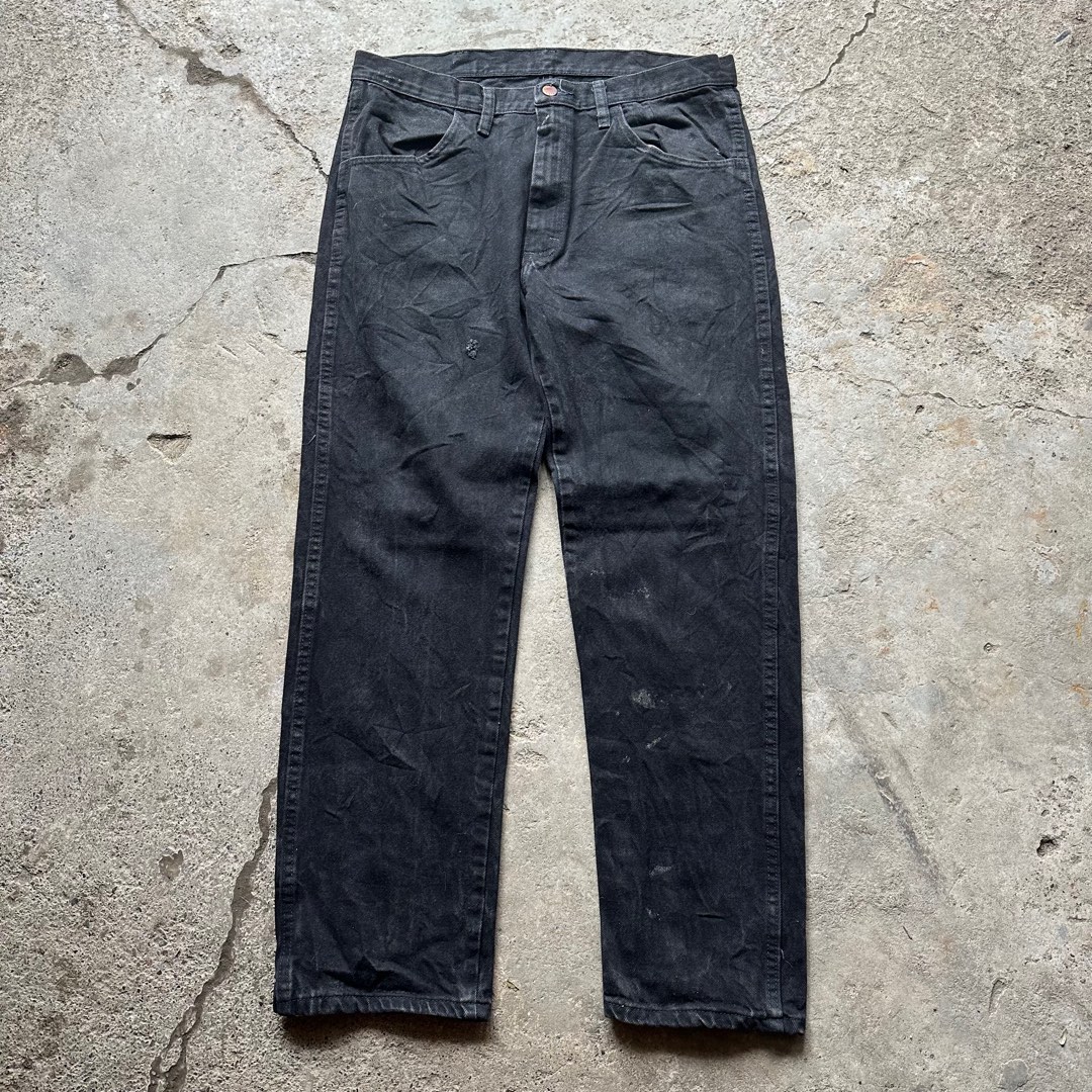 Rustler Black Denim Straight Denim Pants for Men, W36 cotton black type Vintage Second Hand main image 0