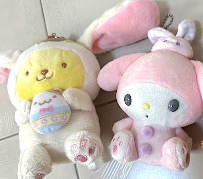 Sanrio pastel pink easter pompompurin and My melody plushies, Hobbies ...