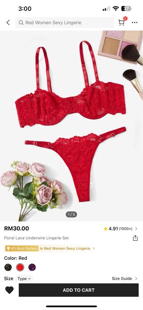 SHEIN Floral Lace Underwire Lingerie Set, Women's Fashion, New  Undergarments & Loungewear on Carousell