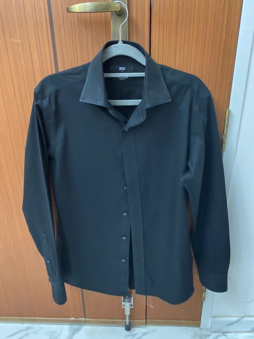 slim black button up