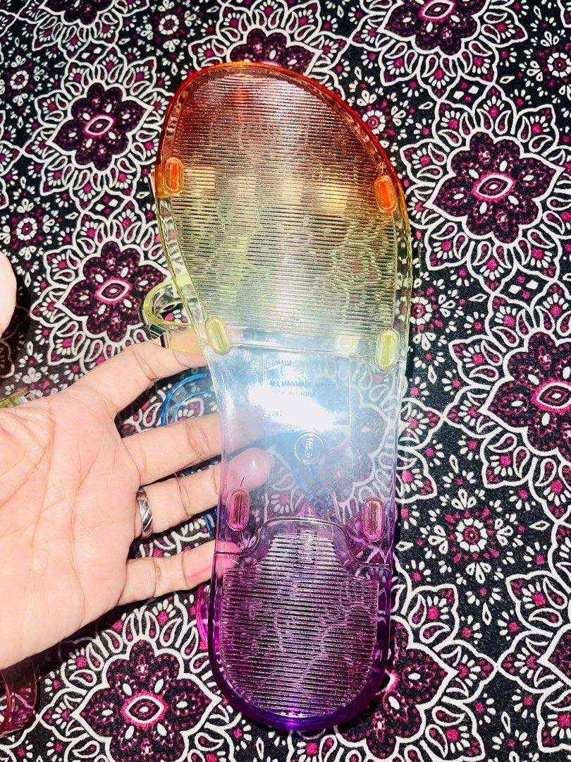 Steve Madden Rainbow Silver Studded Jelly Sandals Women s Fashion