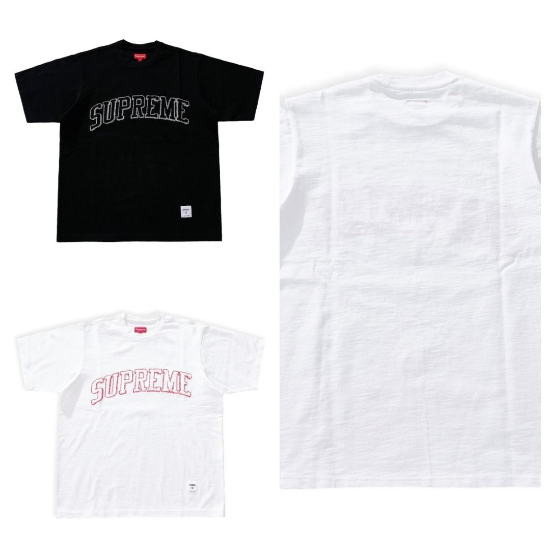 Supreme SS23 week 1 SKETCH EMBROIDERED S/S TOP 素描logo刺繡短袖T恤