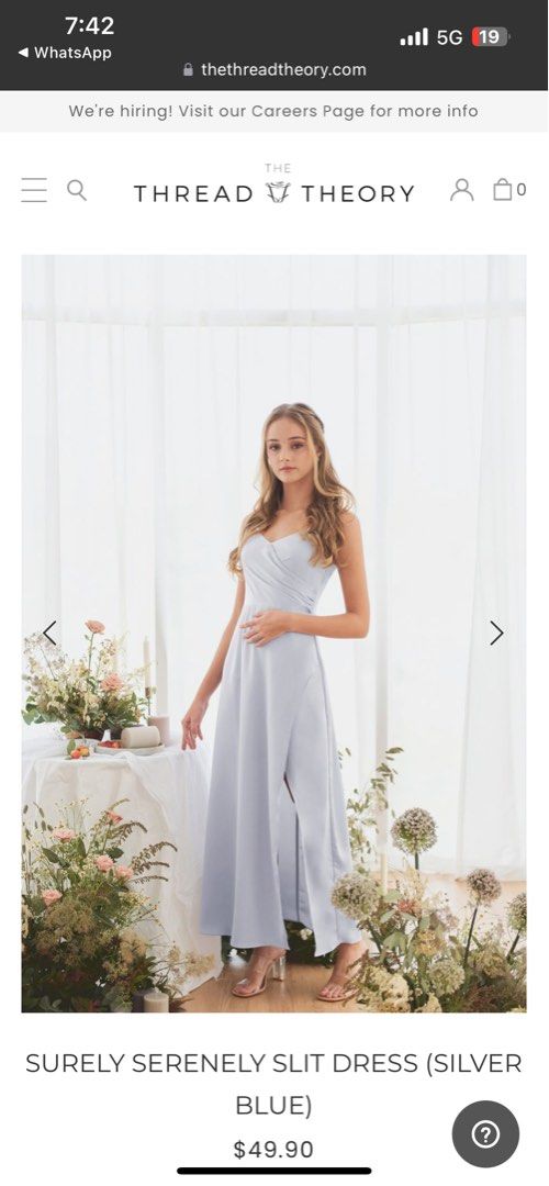 Surely Serenely Slit Dress (Silver Blue) - ShopperBoard