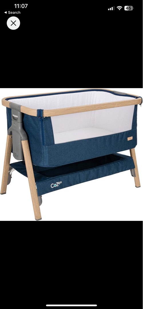 Tutti Bambini CoZee Bedside Co Sleeper Crib Oak Midnight Blue