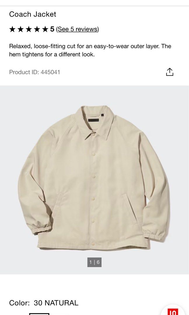 Uniqlo Coach Jacket Natural Men s Fashion Coats Jackets and