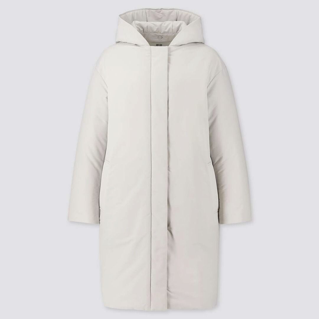 Women hybrid down cocoon silhouette hot sale hooded coat