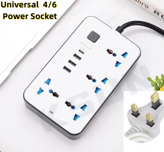 Universal 4/6 Power Socket Extension With USB Ports Power Strip Surge ...