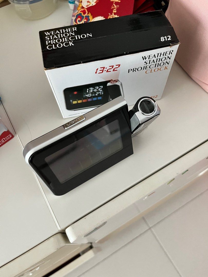 Weather station projection clock, Furniture & Home Living, Home Decor