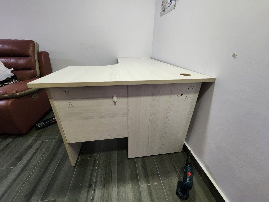 Well used BIG L shape Study Table with sturdy office material wood ...