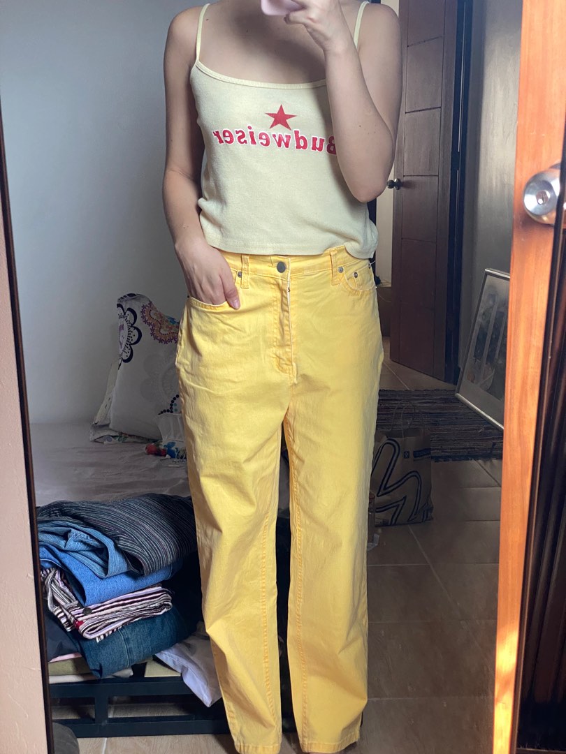 Yellow pants, Women's Fashion, Bottoms, Other Bottoms on Carousell