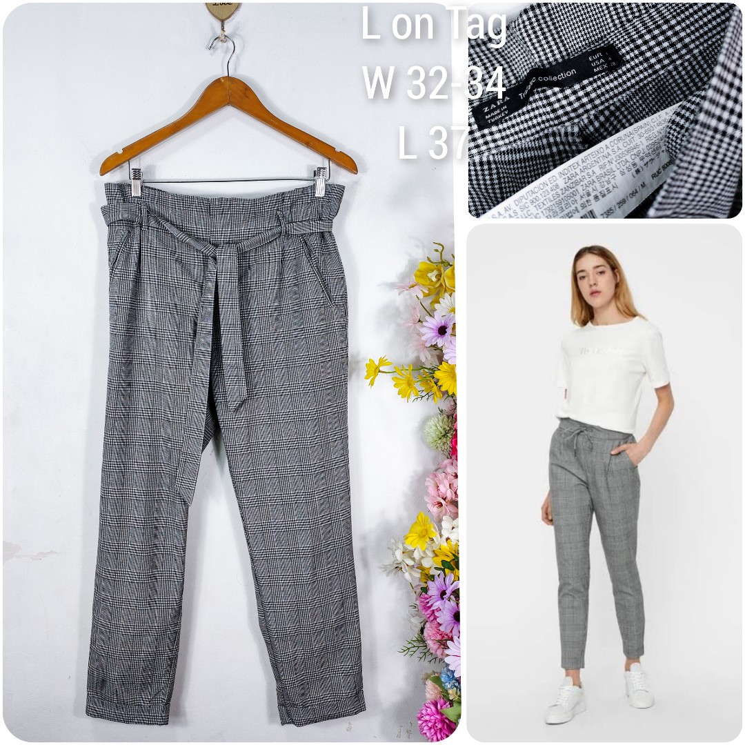 ZARA Belted Pants, Women's Fashion, Bottoms, Other Bottoms on Carousell