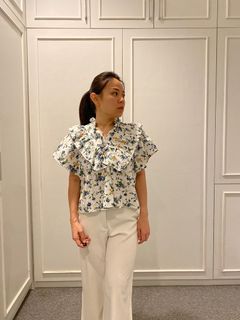 Zara Floral Print Shirt sz XS