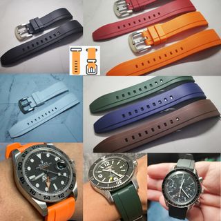 18/19/20/21/22/23/24/26mm 氟橡膠 無黏塵 膠帶 （黑色 軍綠 深籃 紅色 橙色 深啡 黃色） 適合 : Rolex Panerai Omega IWC Tudor Seiko 錶帶 使用64205968011779110