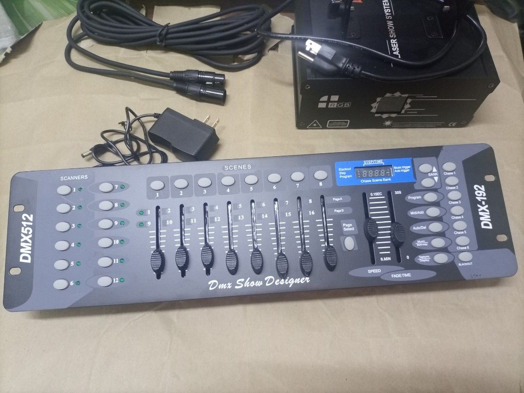 192 DMX 512 Controller for Stage Light/Party Light (Category: Lighting & Studio Equipment) located in Manila. Submitted by gentle_gal (Listing ID 1252039376, Image 1). Description: DMX 192 Controller for Lights Model: CW-K192 Power supply: AC 100-240V , 50/60Hz Item type: DMX192 Controller Channel Mode: DMX192 Features: 8 adjustable potentiometer to adjust the output size Built-in MIC head, and voice features Automatically trigger state, tap sync