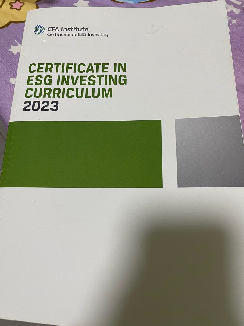 2023-June-CFA Certificate in ESG investing curriculum, 興趣及遊戲