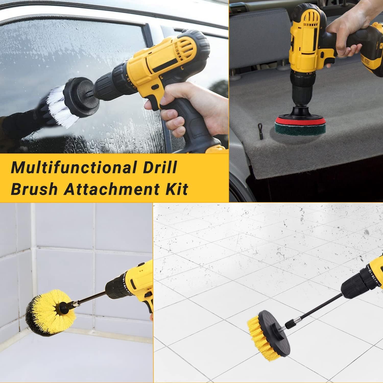 Drill Brush Attachment Set, 4 PCS Power Scrubber Drill Brush Kit
