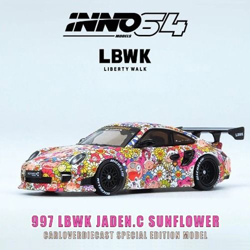 全新未開封絶版1/64 Inno64 Porsche 997 LBWK Jaden.C Sunflowers