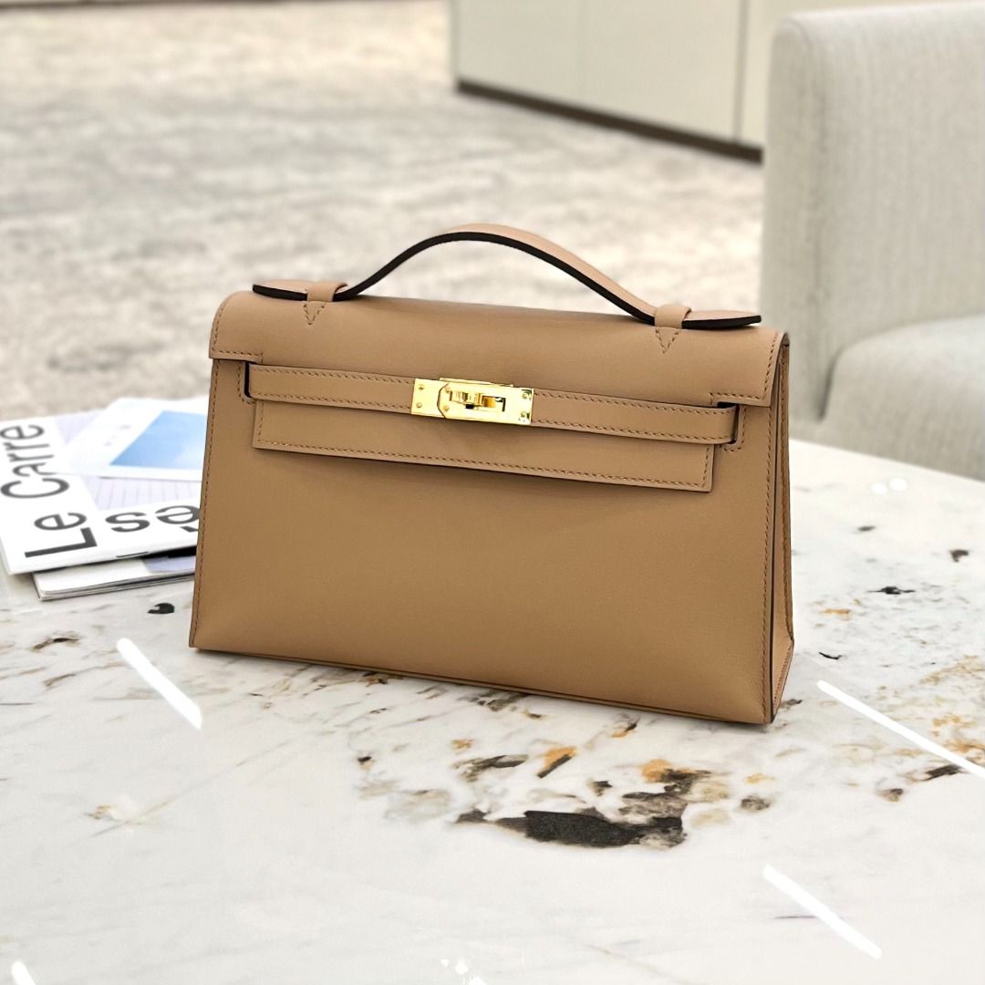 Hermes Kelly Pochette Chai Swift Gold Hardware