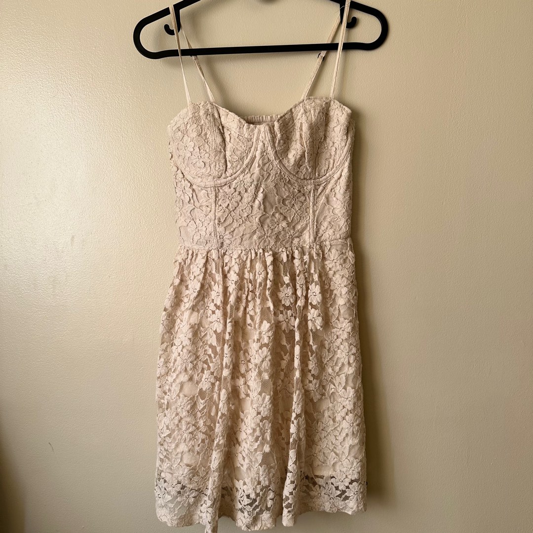 Abercrombie & Fitch Cream Lace cocktail dress on Carousell