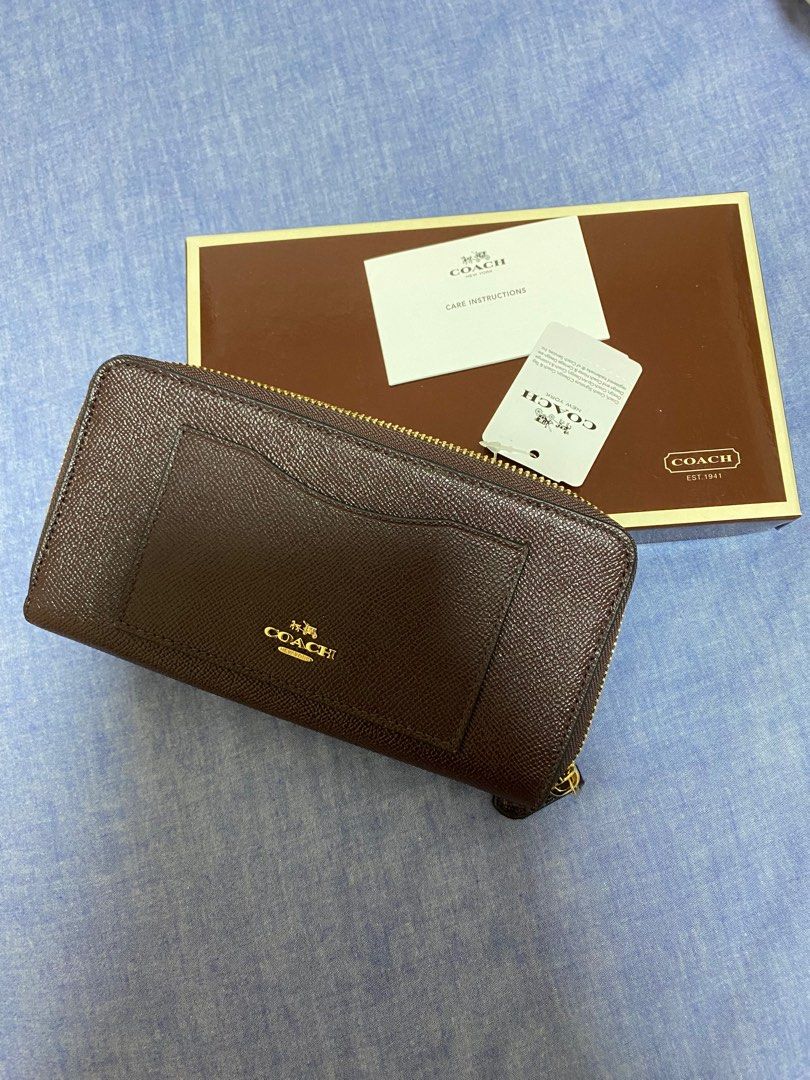 ACCORDION ZIP WALLET COACH F54007 LIGHT GOLD OXBLOOD 1 COACH
