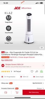 Ace - Klaz Evaporate Air Cooler 5.5 Ltr Ice Conditioner Pendingin Ruangan