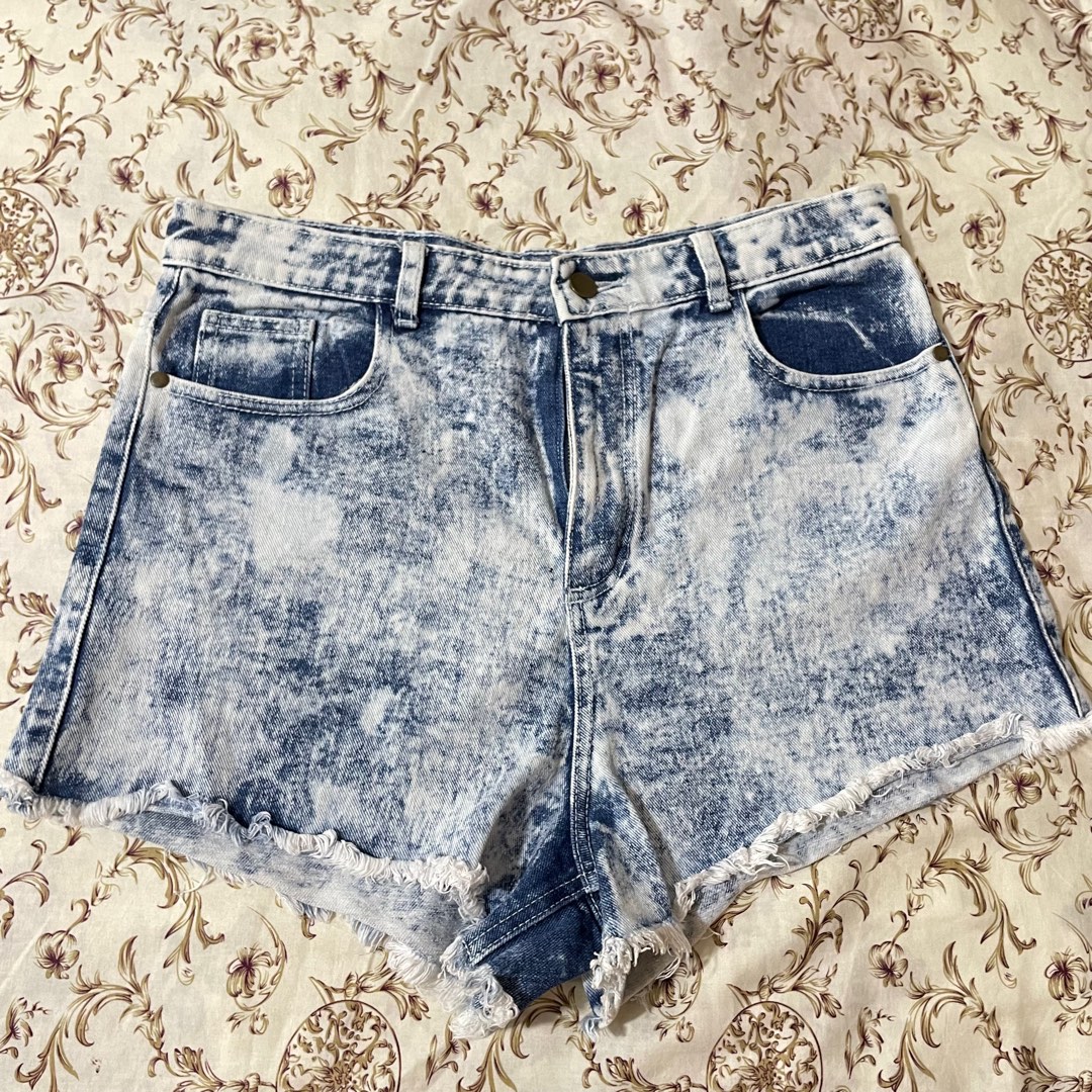Delano Wide Leg Denim Shorts Acid Wash For Streetwear