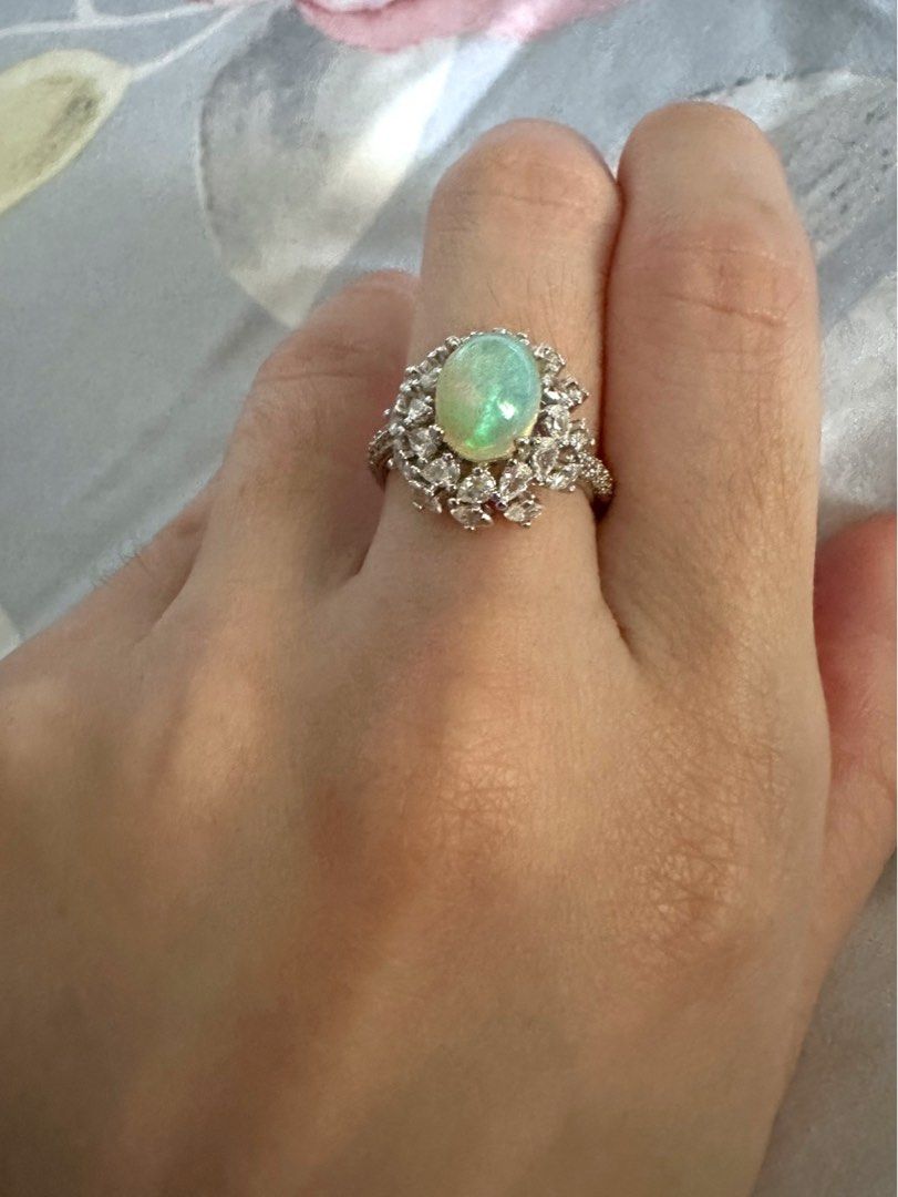 Adjustable 925 Silver Opal Ring Women s Fashion Jewelry