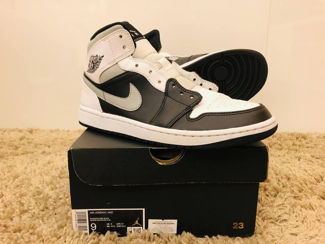 Nike Air Jordan 1 Retro Mid Shadow Grey White Black UK 5 9 10 11