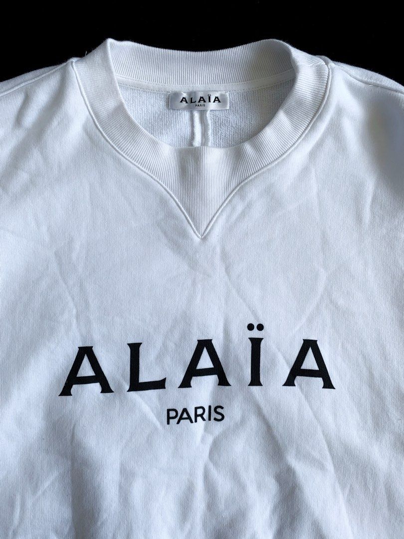 ALAIA PARIS LOGO BOXY WHITE SWEATER on Carousell