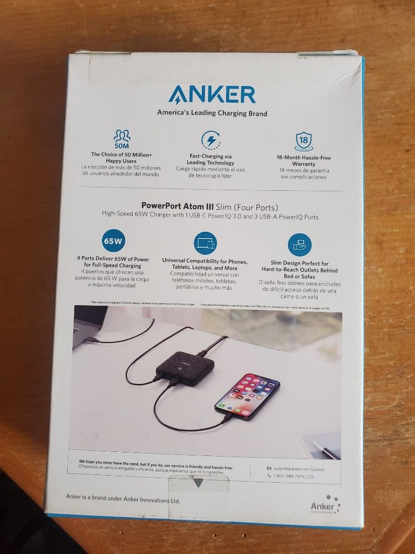 Anker PowerPort ATOM III Slim, 手提電話, 電話及其他裝置配件, 充電