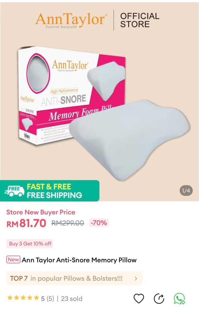 Ann taylor anti snore pillow discount