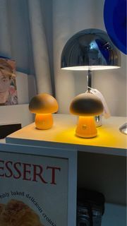 apricot wooden mushroom touch lamp