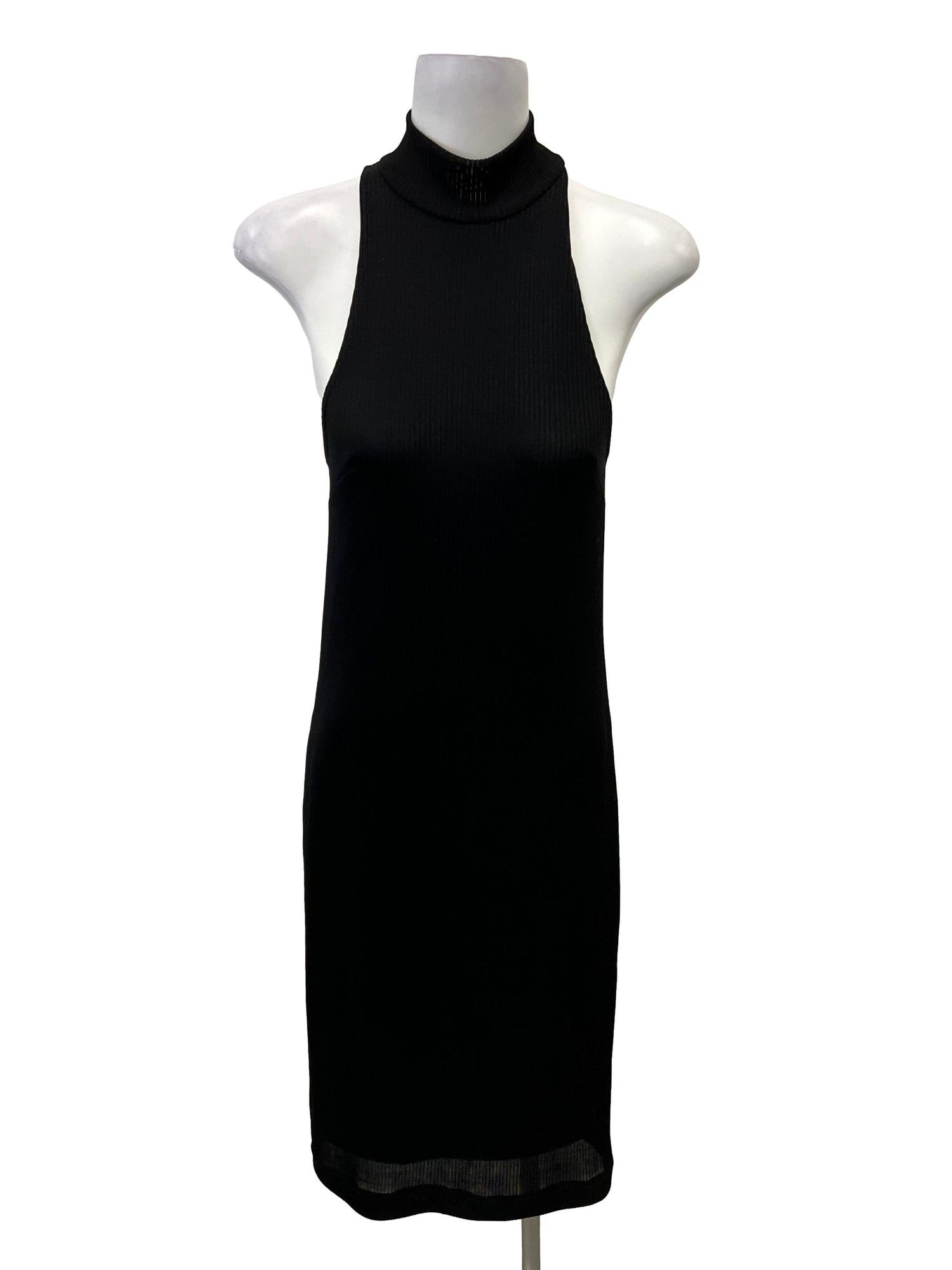 Assorted Brands Black Ribbed Mock Neck Halter Dress, Women's Fashion, Dresses & Sets, Dresses on ...