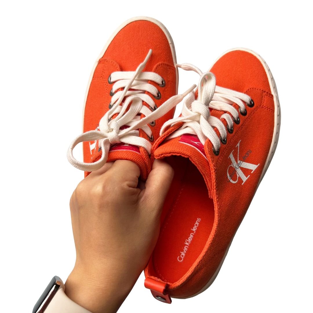 Calvin klein new arrivals orange sneakers