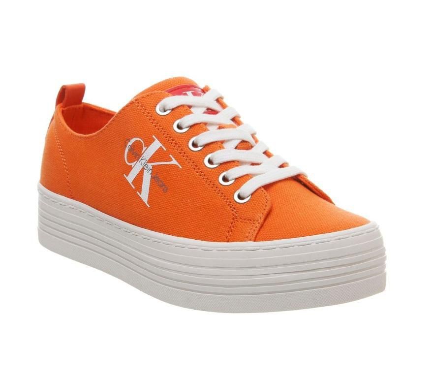 AUTHENTIC CALVIN KLEIN Orange Zolah Canvas Platform Sneakers