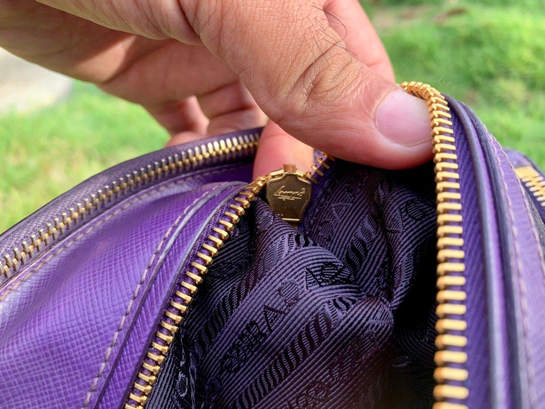 Prada Purple Saffiano Lux Leather Parabole Tote