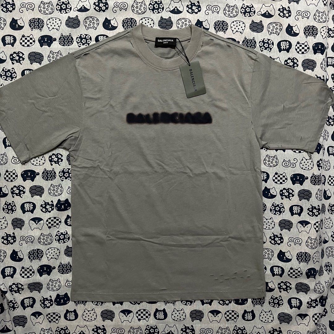 Balenciaga Blurred Logo Wide-Fit T-Shirt for Men