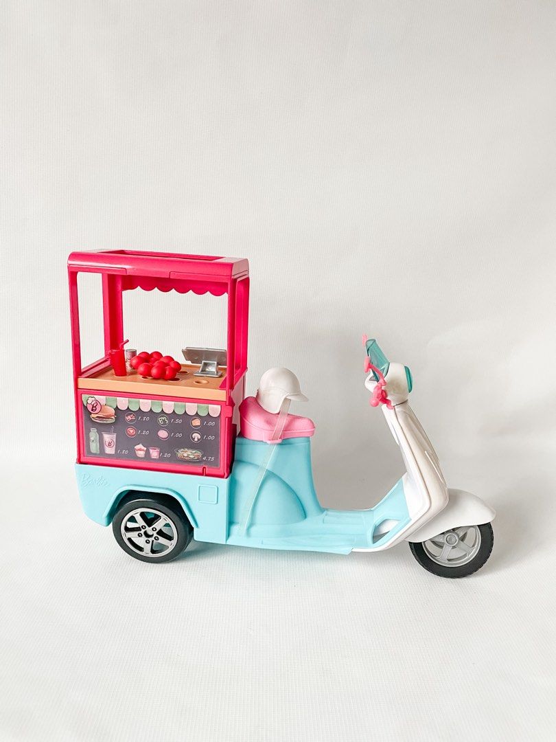 Barbie Bistro Cart 3 Wheeled Scooter with Register Food