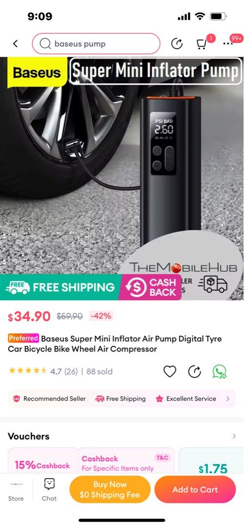 Basseus pump (Category: Other Sports Equipment and Supplies) located in Singapore. Submitted by quenman (Listing ID 1252017397, Image 1). Description: Bought weongly has it comes with car plug only. Brand new so my loss is your gain.