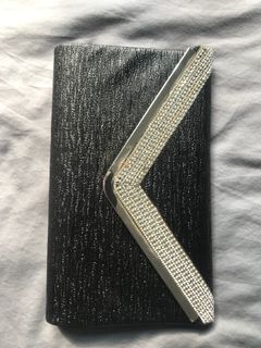 Black party clutch with diamontees