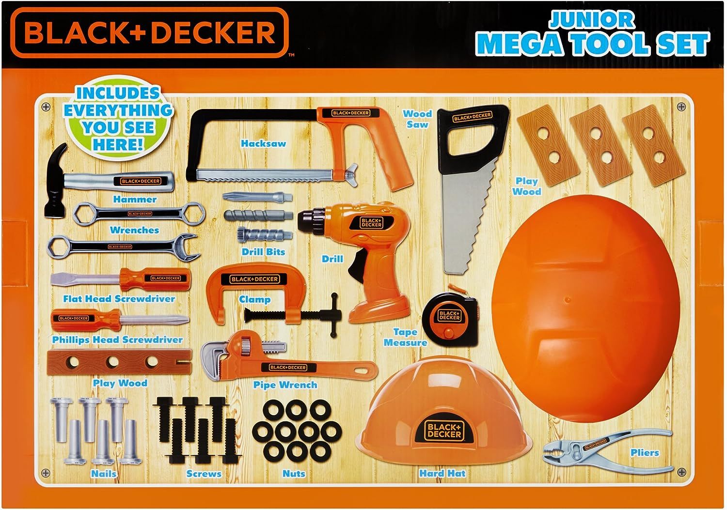 Black & Decker Junior 11 Piece Toy Tool Belt Set Kids Pretend