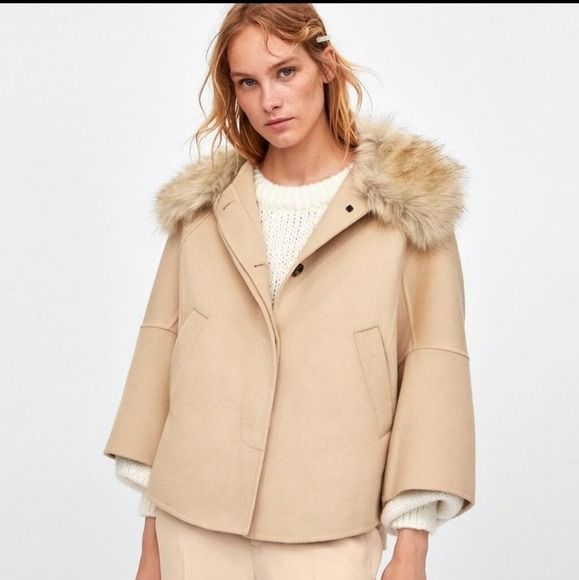 Zara textured cape coat new arrivals