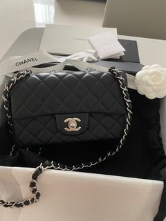 BRAND NEW Chanel Mini Top Handle Rectangular Flap in Grey Lambskin, Luxury,  Bags & Wallets on Carousell