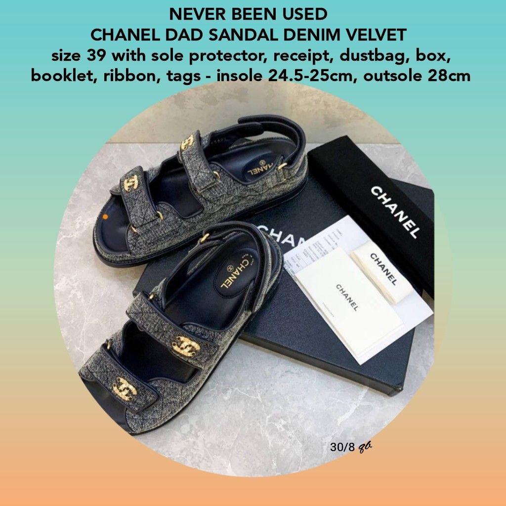 Chanel Denim Dad Sandals 2023 Camellia Buckle Denim Sandals Women