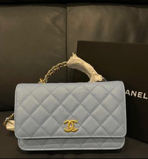 100% authentic Chanel Business Affinity Flap Ash Blue Caviar LGHW
