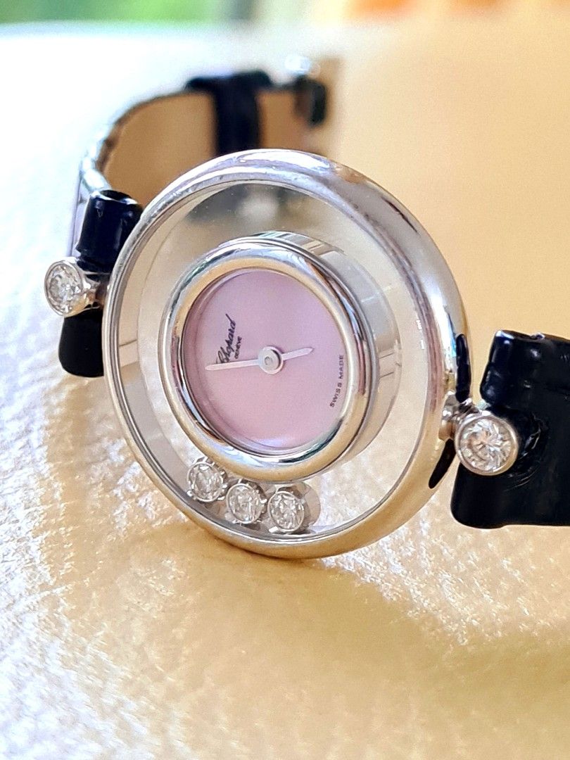 Chopard Happy Diamonds 18K White Gold 5Diamonds Pink Mother of